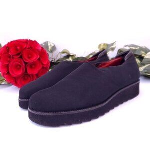 Vintage Donald J. Pliner Black Y2K Elastic Fabric Loafer Slip On Chunky Platform